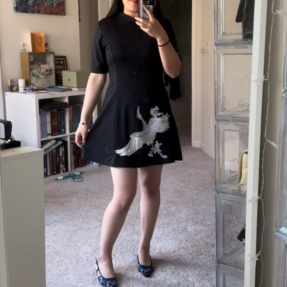 Black crane dress